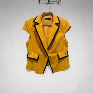 Zelie Women's Yellow Blazer with Black Trim